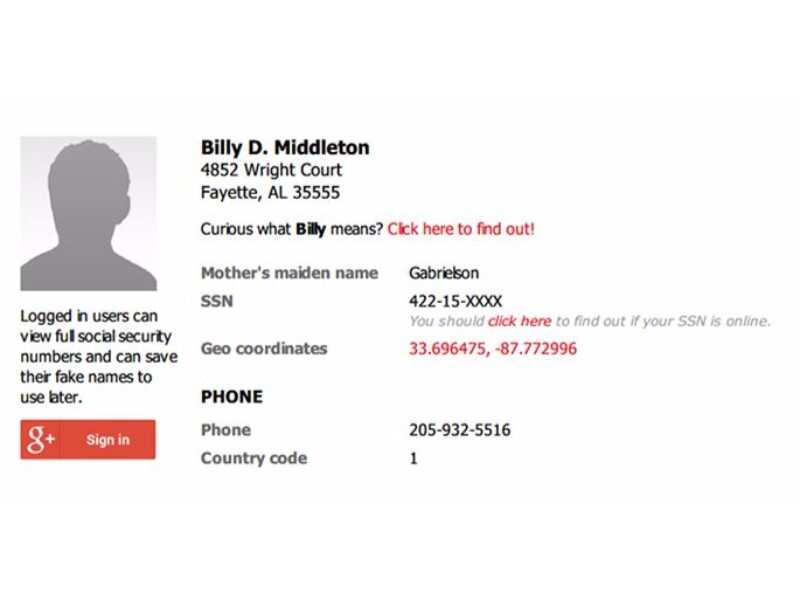 Fake Name Generator