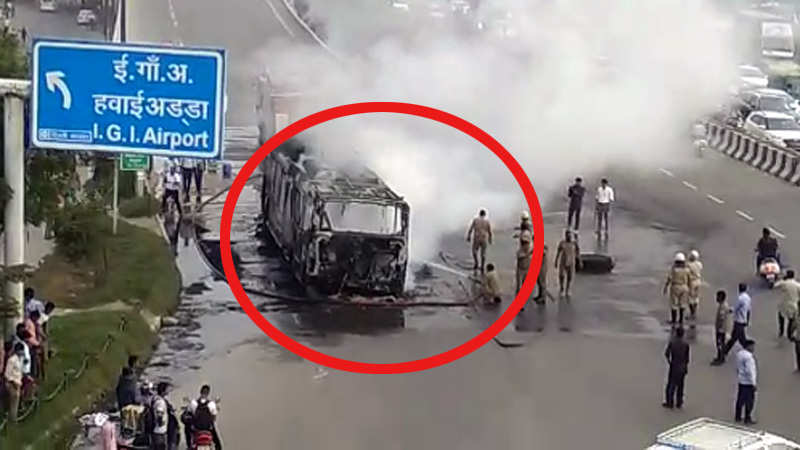 Delhi DTC Bus Catches Fire Close Shave For Passengers