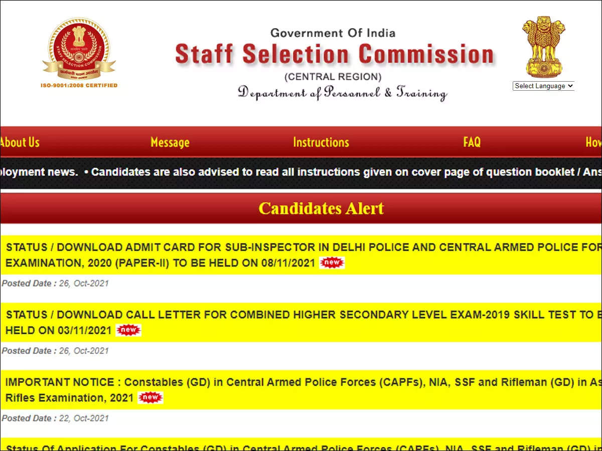 SSC Admit Card SSC Admit Card For SI In Delhi Police And CAPF Paper II