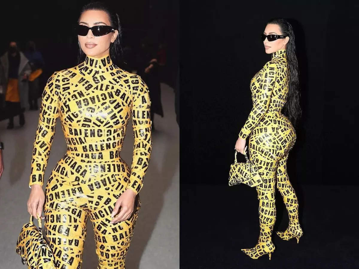 Kim Kardashian wears shipping tape to Balenciaga show…