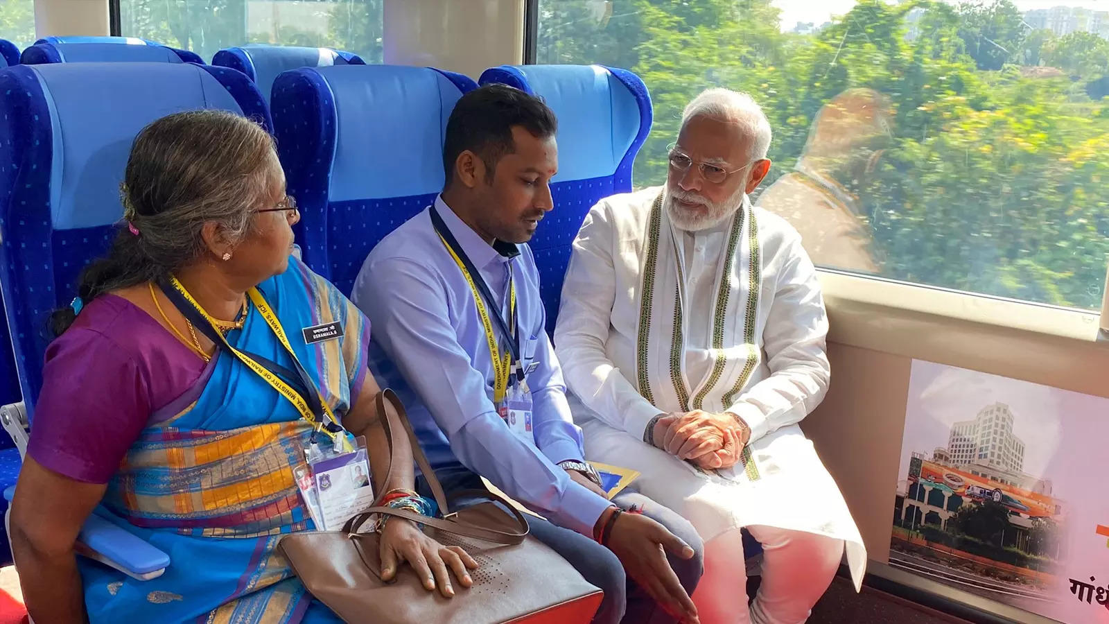 Photos Of PM Narendra Modi Onboard Gandhinagar Mumbai Vande Bharat Express