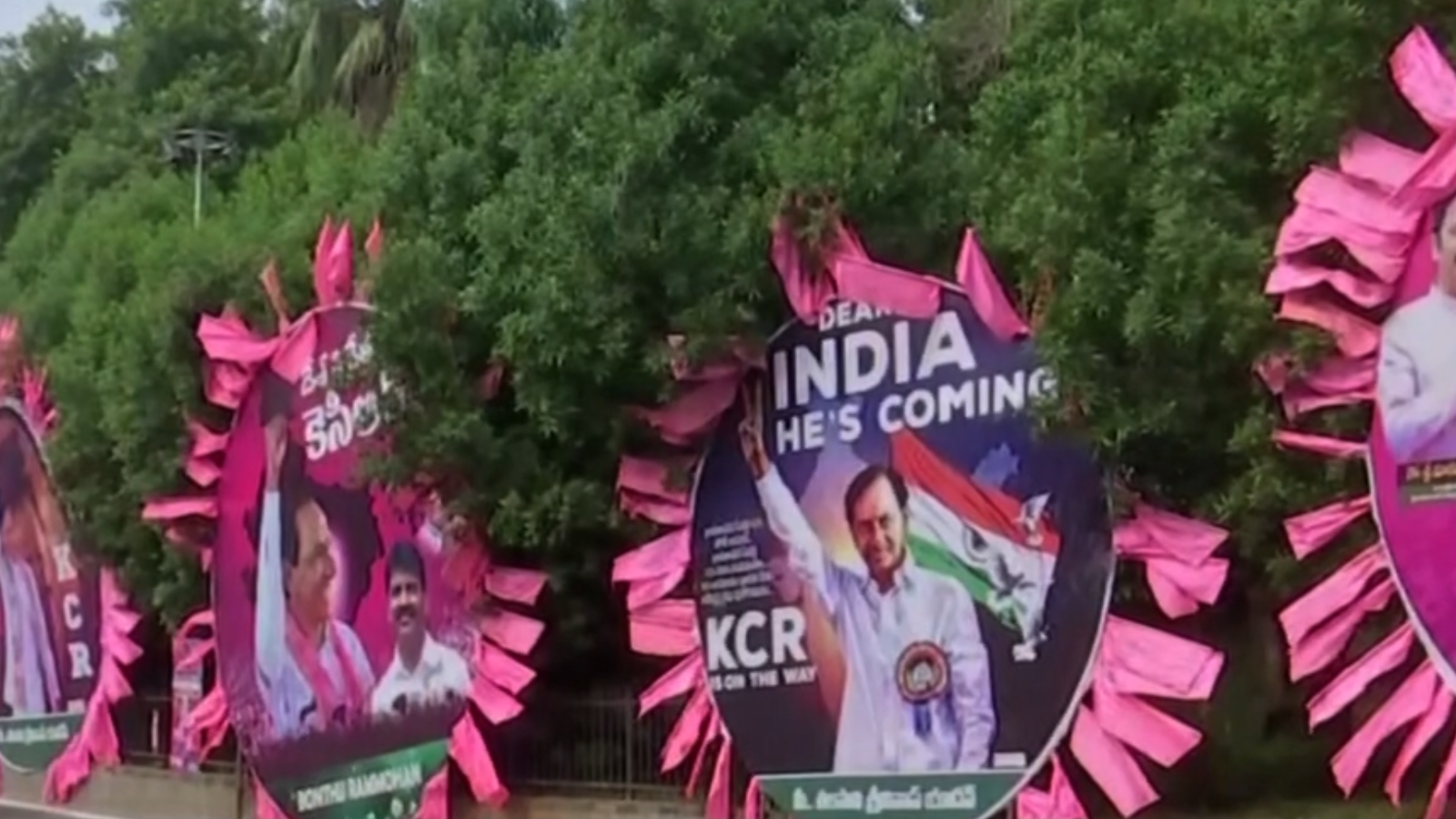 KCR To Launch National Party Posters And Banners Come Up Across