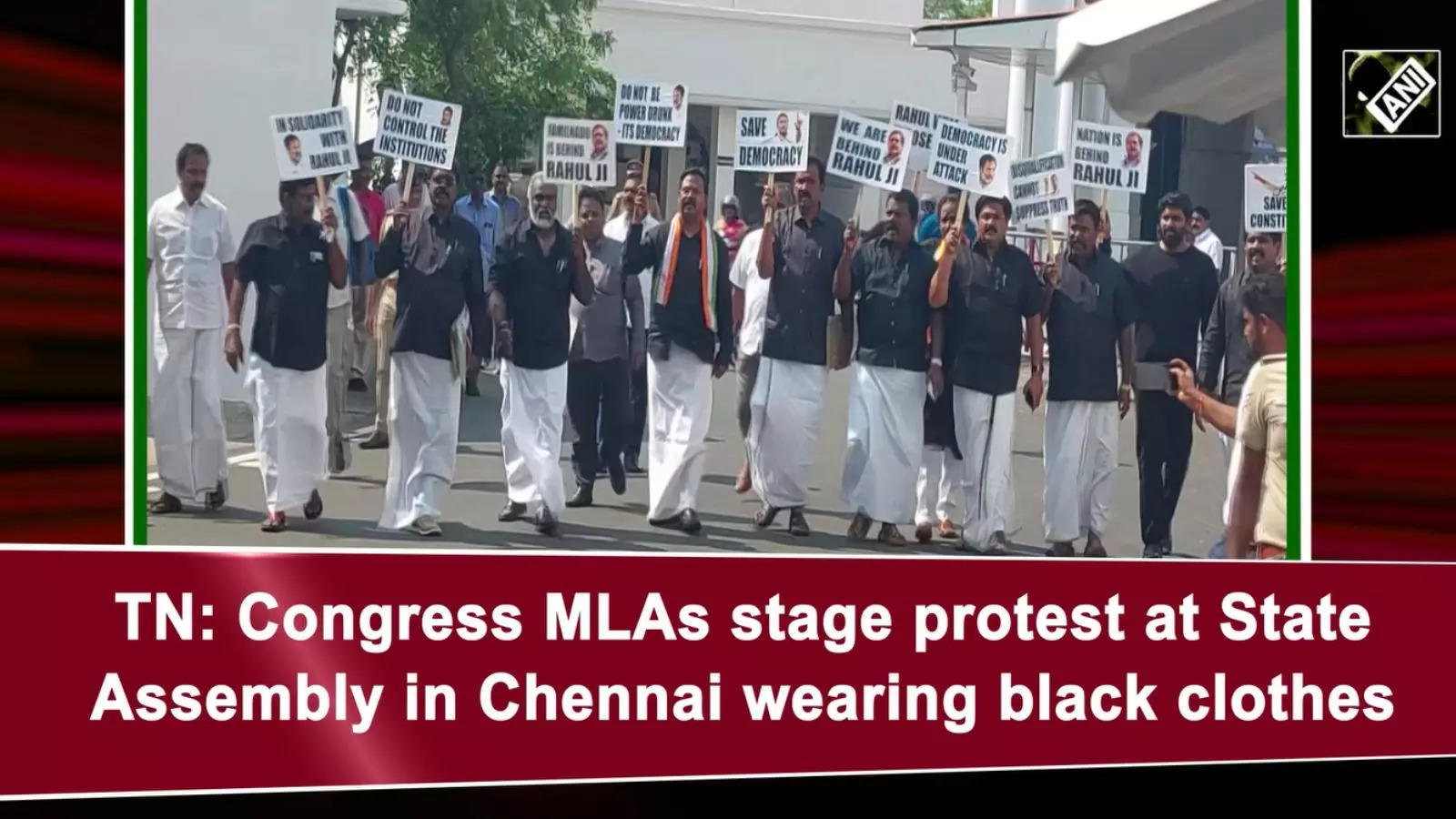 Congress MLAs Stage Protest At State Assembly In Chennai Wearing Black