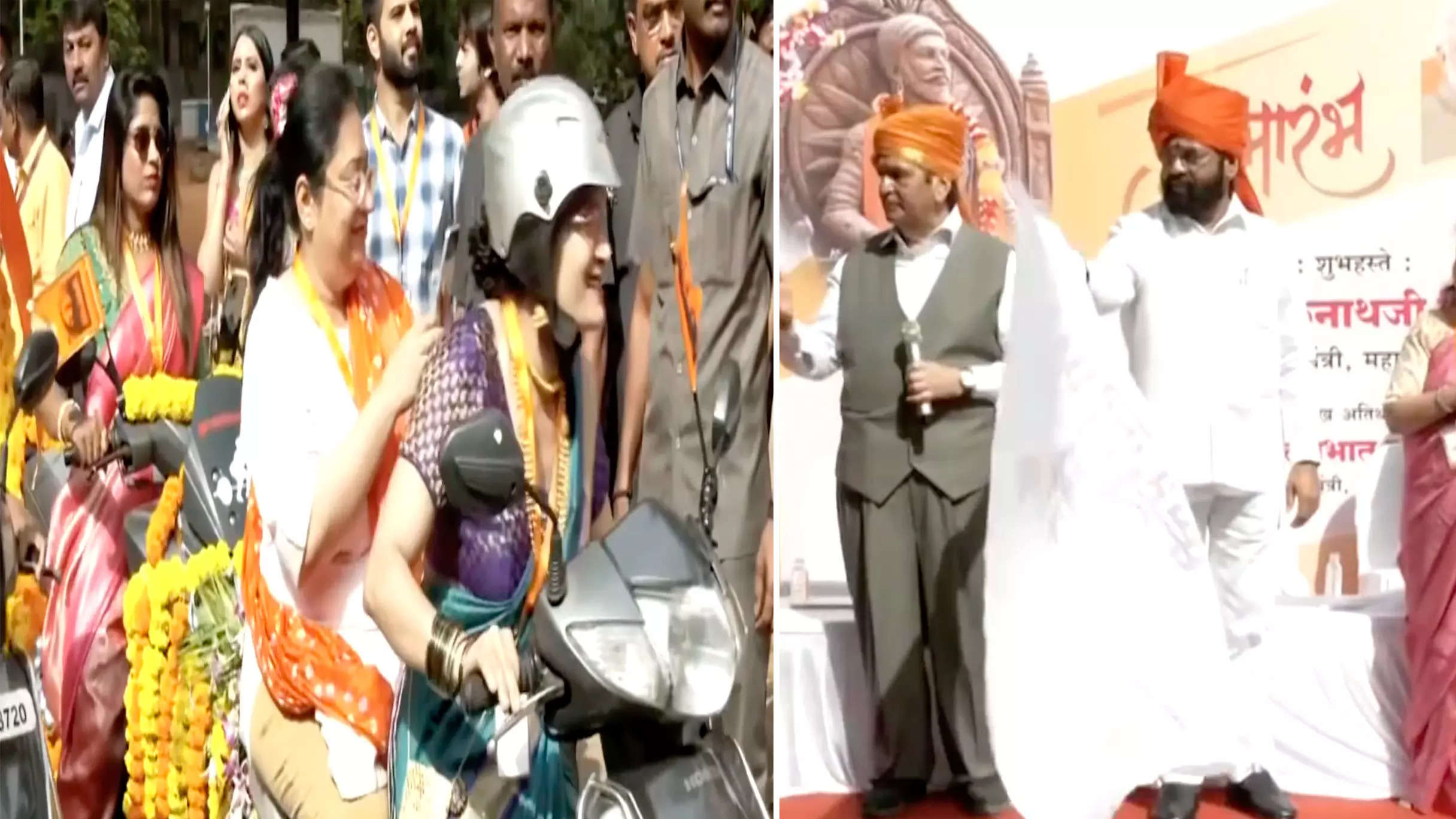 Maharashtra Cm Eknath Shinde Flags Off Women S Bike Rally In Mumbai