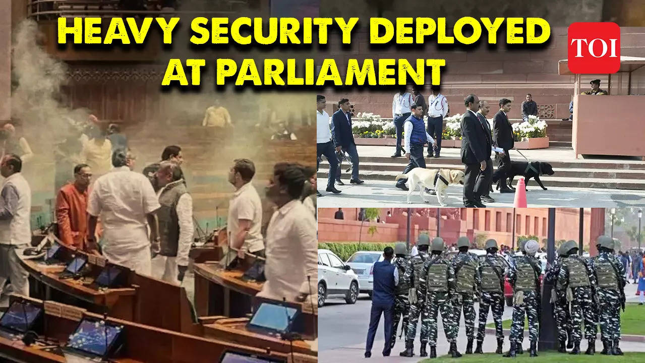 Lok Sabha Security Breach Heavy Security Deployed At Parliament TOI