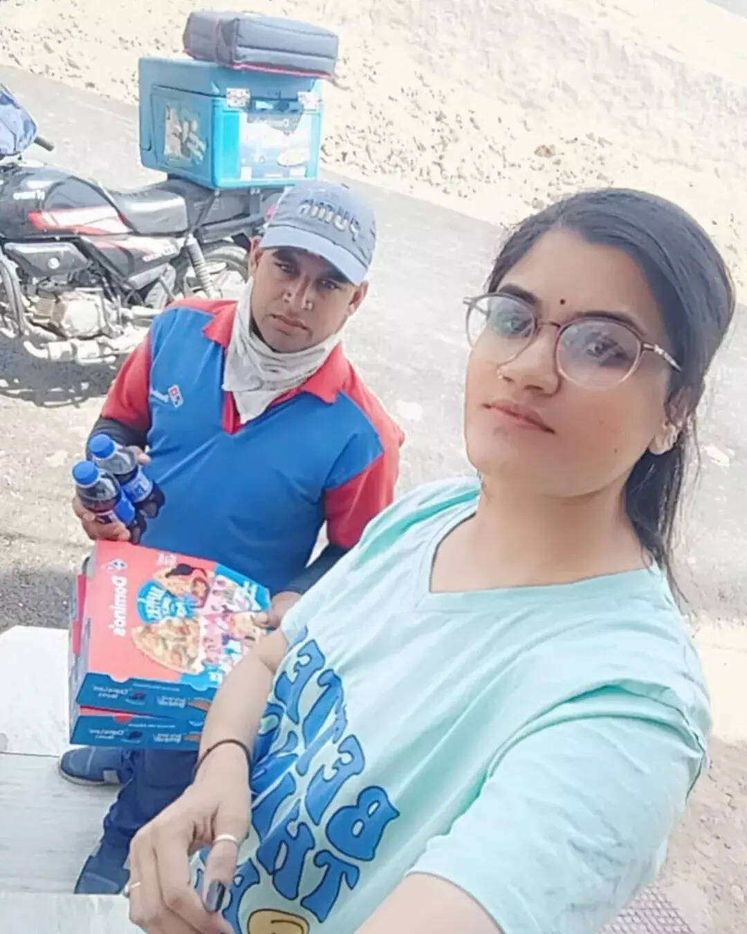 Delivery person with package