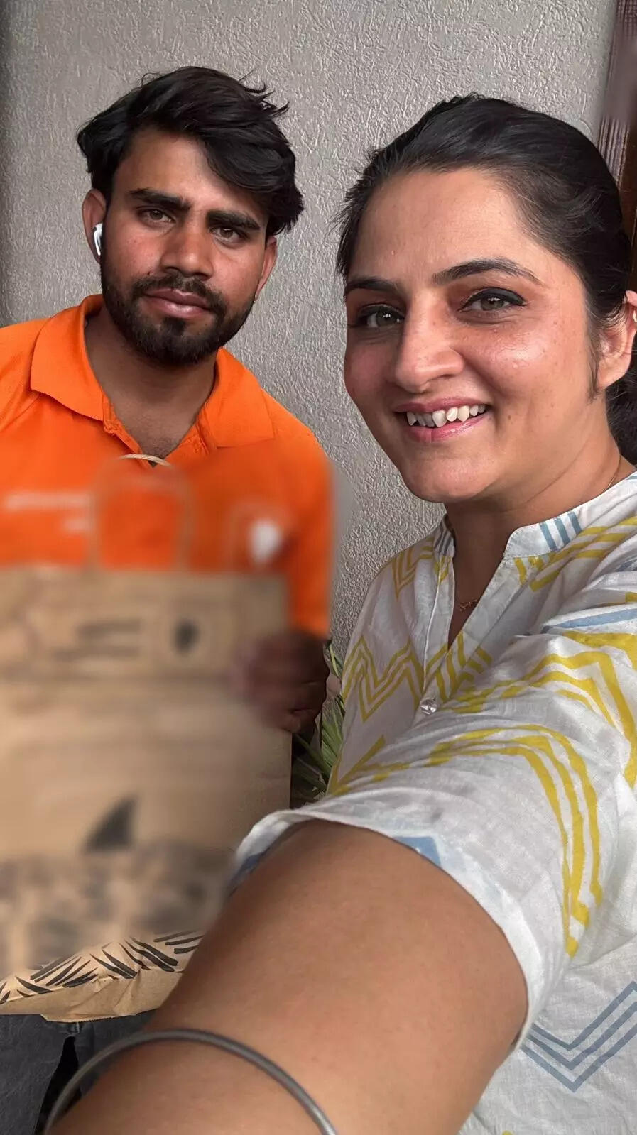 Delivery person with package