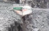 Watch: Mudslide sweeps truck into deep gorge in Kullu