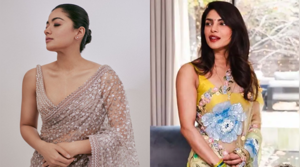 ​Rashmika Mandanna to Priyanka Chopra: Sheer sarees make a chic comeback thanks to B-Town divas