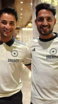 Abhishek Sharma and <i class="tbold">dhruv jurel</i>