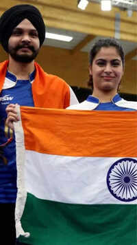 Manu Bhaker and <i class="tbold">sarabjot singh</i>