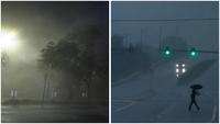 Wind-driven rain soaked downtown Tampa during <i class="tbold">hurricane milton</i>