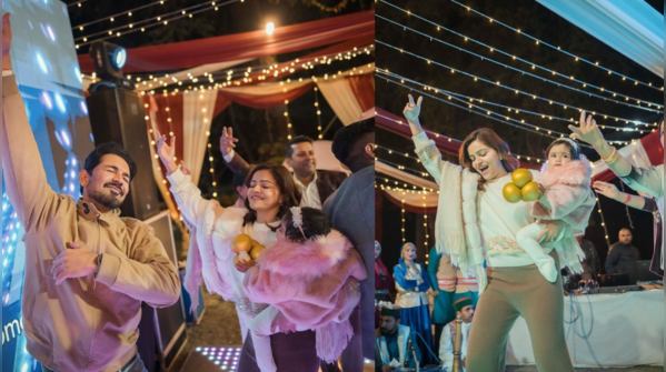 ​From posing with grand parents to happy family click; Rubina Dilaik and Abhinav Shukla drop adorable pictures from Jeeva and Edhaa's first birthday bash