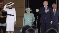 Melania Trump meets Queen Elizabeth, captures attention with ‘power white’ skirt