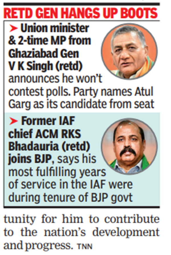 IAF Ex Chief RKS Bhadauria In BJP On Day VK Singh Leaves Fray India