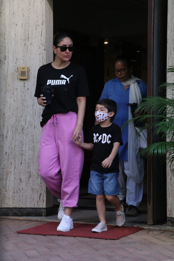 Kareena Kapoor Khan And Son Taimur Twin In Black As They Step Out For