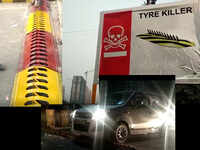 Noida authority installs tyre killers to stop wrong side driving