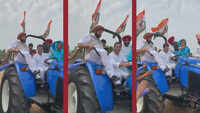 Ludhiana: Rahul Gandhi drives tractor with Punjab CM Amarinder Singh