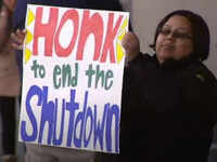Shutdown protest outside Dallas-Fort Worth Airport