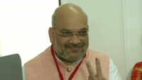 BJP national president Amit Shah casts his vote in Ahmedabad