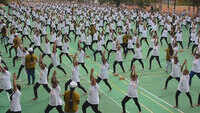 International Yoga Day 2019: 500 girls stand in Veerbhadra Asana pose, attempt Guinness record