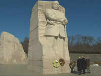 President Trump lays a wreath at MLK Memorial