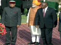 Ram Nath Kovind, South African president Cyril Ramaphosa arrive for Republic Day parade
