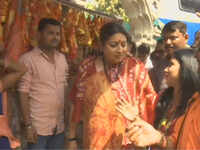 BJP leader Smriti Irani offers prayers on first day on Navratri