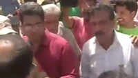 Kashmiri pandits stage protest outside polling station in Jammu