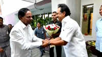 Telangana CM K Chandrasekhar Rao meets MK Stalin in Chennai