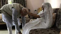 PM Narendra Modi meets his mother Heeraben Modi, takes her blessings in Gandhinagar
