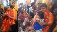 Sadhvi Pragya Singh Thakur participates in bhajan at 'Curfew-wali Mata' Temple