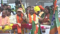 UP CM Adityanath, Smriti Irani hold roadshow in Amethi