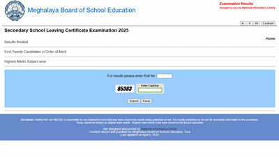MBOSE SSLC Results 2025 Live Updates: Meghalaya Board 10th result announced on mboseresults.in; 87.10% pass 