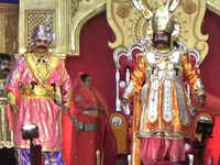Watch: Maharaj Kans address his court of disciples at Dhanu Yatra of Bargadh, Odisha