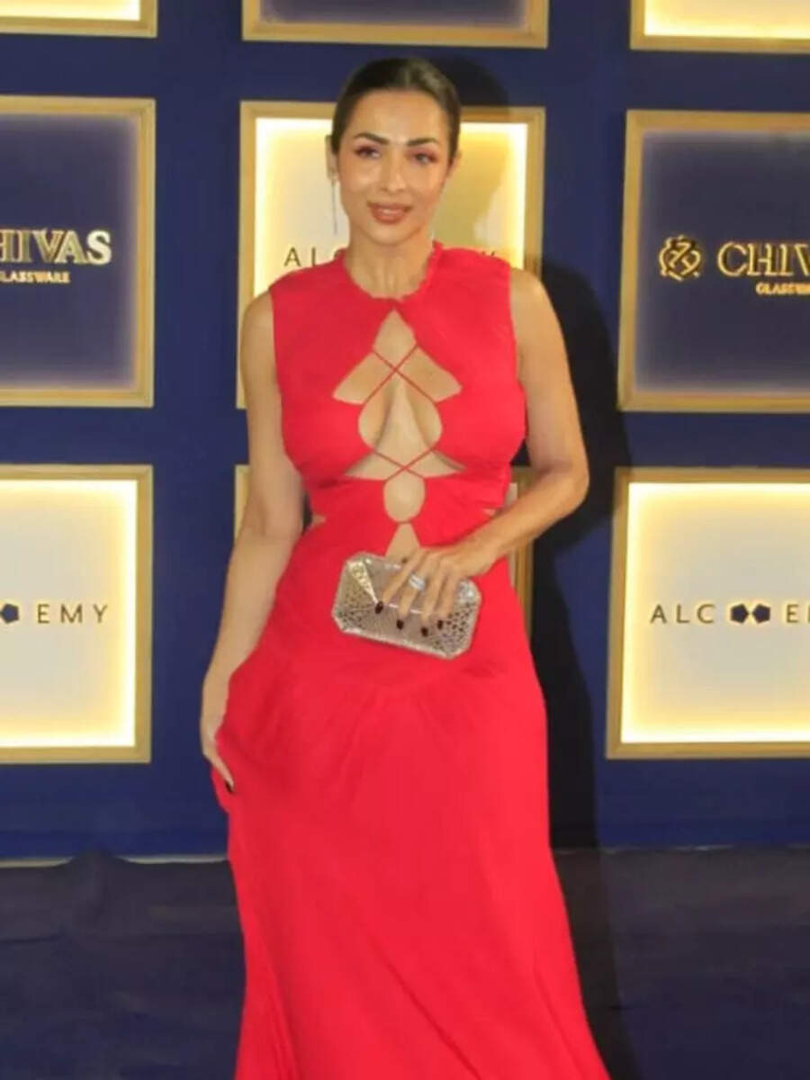 Red Hot Malaika Arora Dons Bold Gown With Front Cut Out Times Now