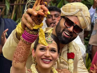 Pics: Abishek Ambareesh and Aviva Bidapa exchange vows in a grand ceremony; Rajinikanth, Yash and more grace the wedding