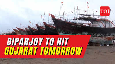 Biparjoy to hit Gujarat tomorrow; over 30k shifted: Visuals from Jakhua Port