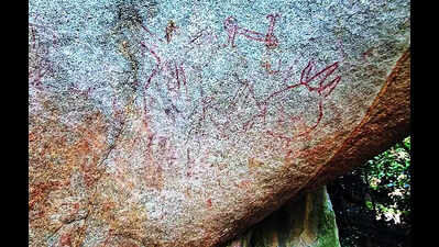 Rock art site dating back to middle stone age period found in Hyderabad