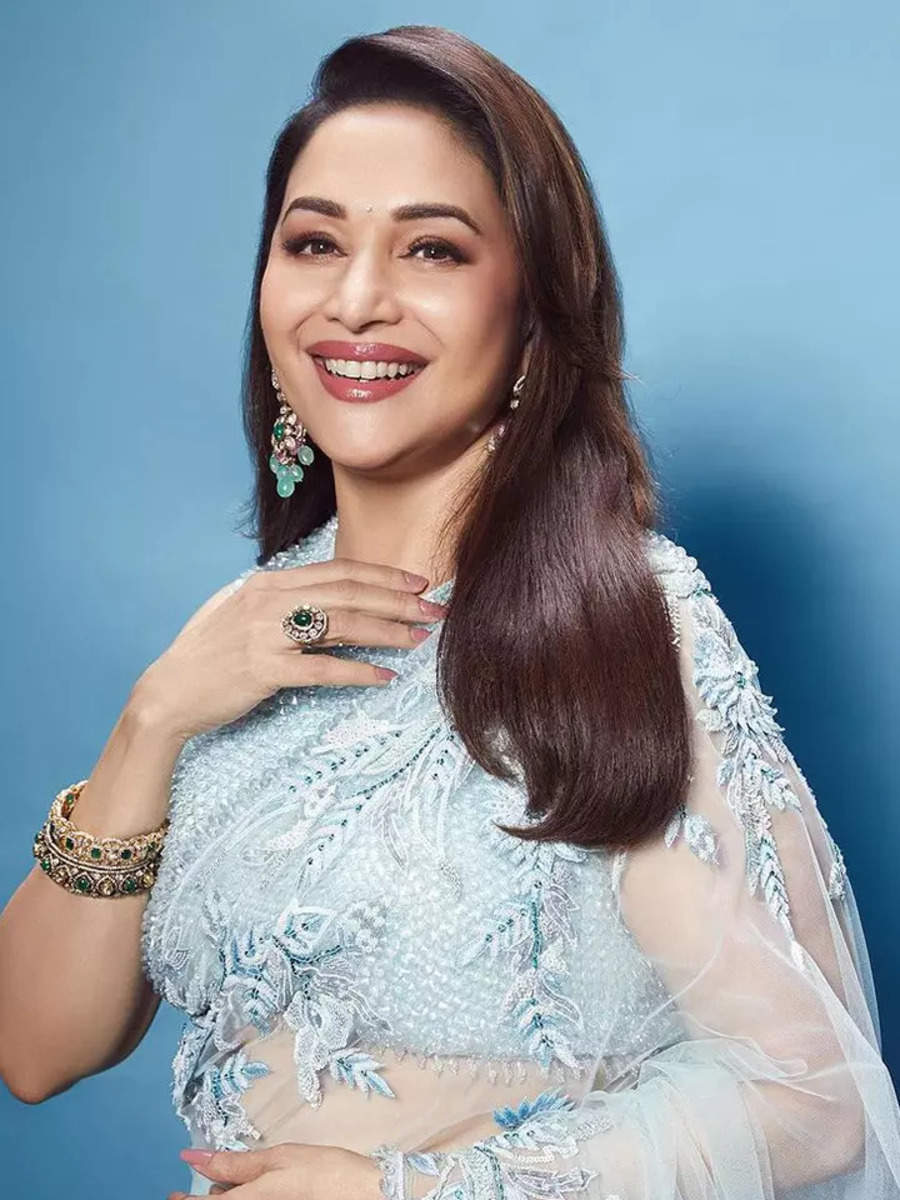 Madhuri Dixit Nene Radiates Elegance In Ethereal Light Blue Saree