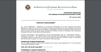 ICAI CA 2024 Foundation Inter And Final Course Exam Schedule Out