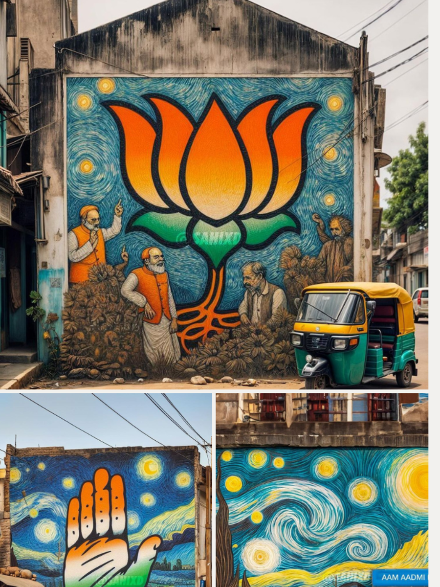 Ai Creates Indian Political Parties Inspired By Van Gogh Painting Style