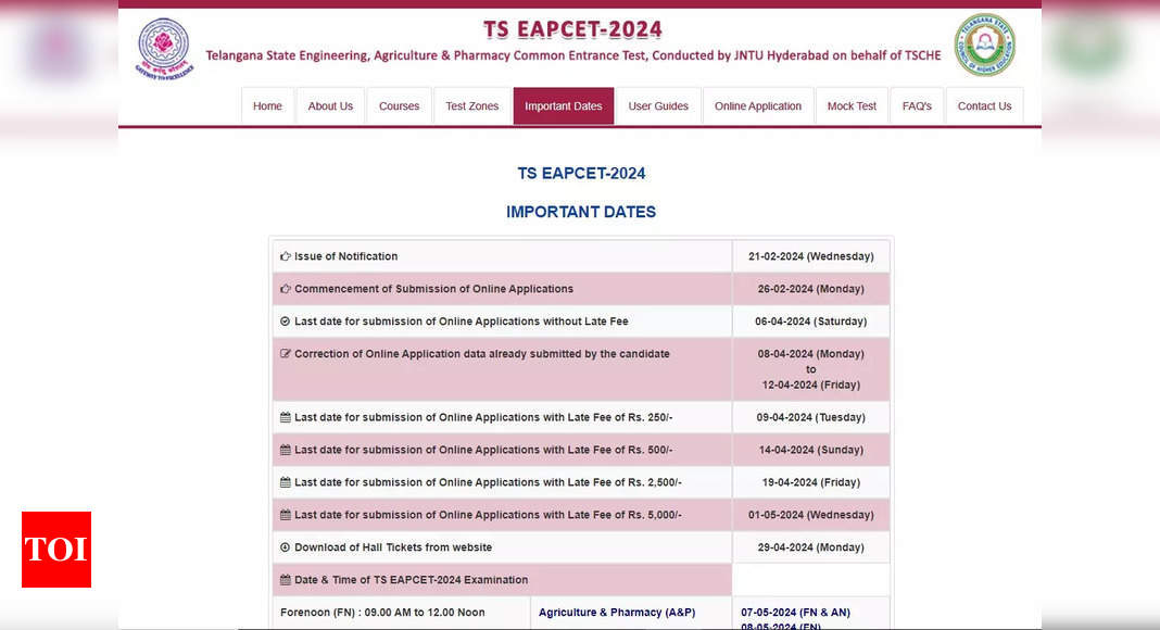 TS EAMCET Hall Ticket 2024 to be out today at eapcet.tsche.ac.in, here