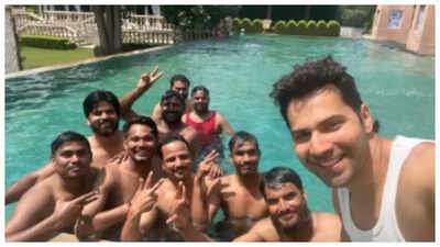 Varun Dhawan enjoys pool time with the art team of 'Sunny Sanskari Ki Tulsi Kumari'; See pic