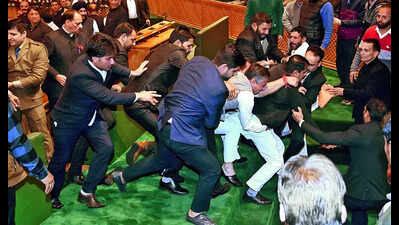 Ruckus in J&K House over spl status resolution, BJP MLAs marshalled out