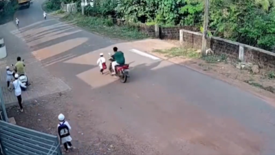 Watch: 6-year-old boy seriously injured after being hit by a speeding bike in Kerala