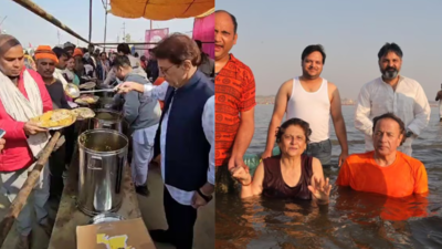 Ramayan's Arun Govil takes the holy dip in sacred Triveni Sangam and distributes prasad at bhandara in Mahakumbh