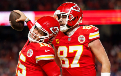 Kansas City Chiefs call Travis Kelce to help give spiking lessons to Super Bowl MVP Patrick Mahomes