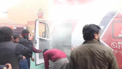 Ambulance catches fire in Maha Kumbh area, no casualties reported