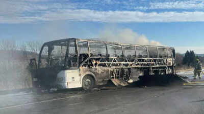 College basketball team’s road trip turns nightmare as bus catches fire and burns down